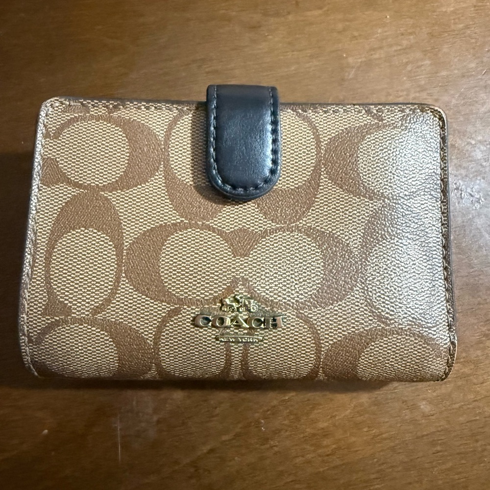 Coach Signature Brown and Tan Wallet